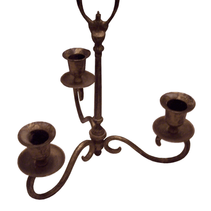 Antiqued Brass Finished Metal 3 Stick Candle Holder
